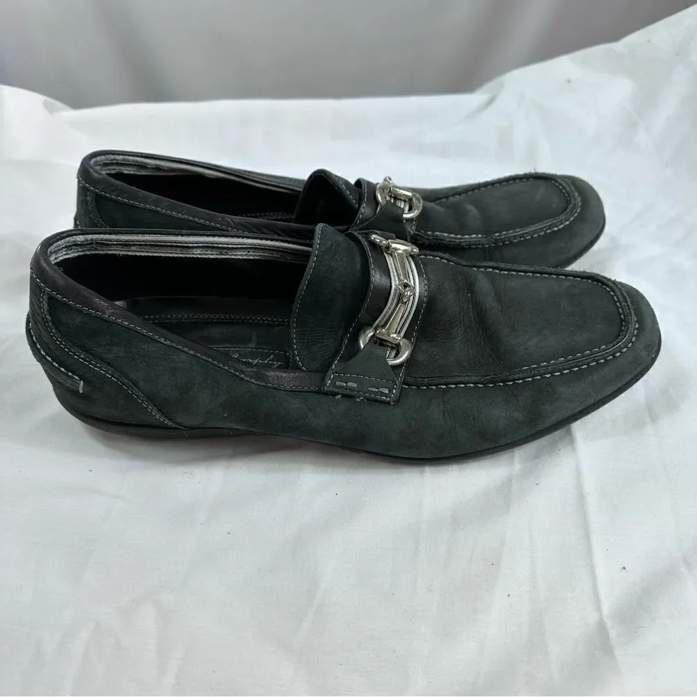 Johnston Murphy Loafer Men's 8.5 M Black & grey Toe Silver Bit